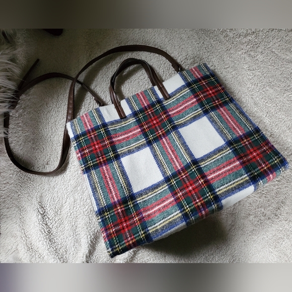 coco and carmen Handbags - Coco & Carmen Millie Top Grab Handle Hard Shell Tote Bag Red Plaid. F-084.